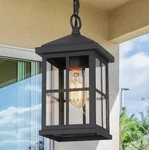 Lnc 10.5 In. 1-LIGHT Black Modern Outdoor Pendant Porch Hanging Lantern. Fixed Price $38.24.