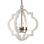 Nib Thomas Lighting 4-LIGHT Distressed White Wood Lantern Chandelier $399 FLB-40. Fixed Price $110.49.