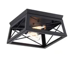 Dawn 2-LIGHT Matte Black Farmhouse Caged Square Ceiling Flush Mount. Fixed Price $31.99.