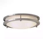 Hampton Bay Flaxmere 12 In. Brushed Nickel Dimmable Integrated Led Flush Mount. Fixed Price $26.99.