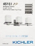 Kichler Tully 24 In. 3-LIGHT Antique Pewter Vanity Satin Opal Glass Shades. Fixed Price $89.99.