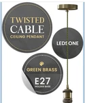 Ledsone Green Brass Vintage Metal Ceiling Pendant Light Fitting, Army Twis. Fixed Price $14.83.