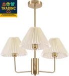 Lighting 3-LIGHTS Pleated Chandelier White Fabric Pendant Fixtures Mid Cen. Fixed Price $143.99.