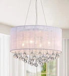 New Warehouse Of Tiffany White Silver 18" Crystals Chandelier Drum Light RL1022. Fixed Price $184.00.