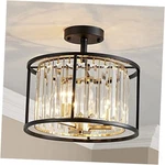 CL005BB K9 Crystal Semi Flush Mount Ceiling Light Fixture, Black Gold. Fixed Price $117.93.
