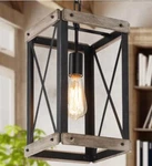 Lnc Black Rustic Wood Cage Lantern Kitchen Island Pendant Lighting. Fixed Price $47.99.