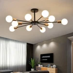 10-LIGHT Semi Flush Mount Fixture, Black And Gold Sputnik Ceiling Light.... Fixed Price $87.09.