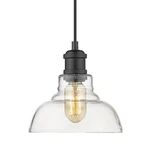 Golden Lighting Carver 1-LIGHT Pendant Black With Clear Glass Shade. Fixed Price $89.52.