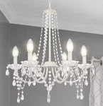 Lynpon 6-LIGHT White Rustic Candle Style French Country Crystal Chandelier. Fixed Price $80.99.