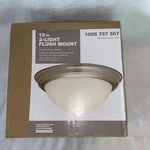 13 In. Flush Mount Fixture 2-LIGHT Brushed Nickel. Fixed Price $18.50.