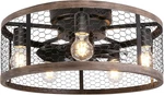 20'' Flush Mount Caged Ceiling Fan With Lights Remote Control, Farmhouse Rustic. Fixed Price $161.99.