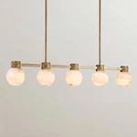 Possini Euro Jupiter 45"W Brass Glass 5-LIGHT Linear Chandelier. Fixed Price $379.99.
