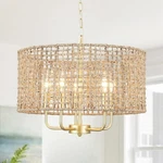 Lwytjo Nevarez 18.9 In. 5-LIGHT Gold Bohemian Pendant Natural Rattan Shade. Fixed Price $139.99.