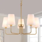 Amzasa Farmhouse Chandelier, 5-LIGHTS Visual Comfort Gold Light, Muted New. Fixed Price $79.99.