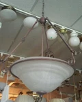 Designers Fountain Pendant 4354-DB Distressed Bronze Alabaster Swirl Glass 21"D. Fixed Price $159.00.
