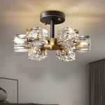 Okes Semi Flush Mount Ceiling Light 13INCH Modern Black-gold Crystal Chandelier. Fixed Price $109.99.