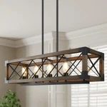 Lnc NZEFI2HD13529A6 Wood Linear Farmhouse Black Chandelier With Rustic Frame. Fixed Price $174.99.