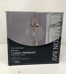 Hampton Bay Nelwyn 1-LIGHT Vintage Brass Pendant Clear Glass New. Fixed Price $58.99.