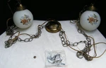 Vtg 2 Hanging Lightcraft Glass/bronze Mid Century Swag Fixture. Fixed Price $99.99.