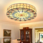 Peacock Chandelier Stained Glass Style Ceiling Lamp Flush Mount Lighting Fixture. Fixed Price $159.85.