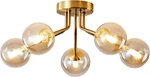 Gold Modern Sputnik 5-LIGHT Semi Flush Mount Chandelier With Glass Globes. Fixed Price $156.99.