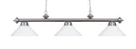 Elk Lighting Satin Nickel 3 Billiard & Island W/ White Metal Shades 167-SN. Fixed Price $79.99.