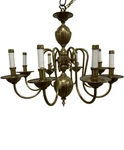 Vintage Traditional Dutch Colonial Style Solid Brass 8 Arm Chandelier. Fixed Price $350.00.