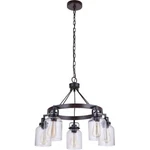 Craftmade Foxwood Light Chandelier, Flat Black/dark Teak 53625-FBDT. Fixed Price $230.76.
