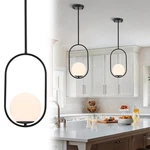 Matte Black Globe Pendant Light 5.9" Glass Shade Mid Century Modern Hang. Fixed Price $82.58.