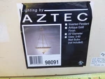 Aztec 3 Light Inverted Pendant Hanging Chandelier 22" Antique Gold Glass & Metal. Fixed Price $75.00.