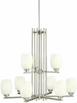 Chandelier With Satin Etched Cased Opal Glass Br Eileen 28.25" 9 Light Tier. Fixed Price $1275.99.