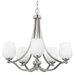 Feiss Vintner 5 - Light Chandelier Satin Nickel. Fixed Price $399.99.
