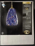 Hampton Bay Pendant Light 534373 Murano Style Blue Glass 6-7/8 W X 9-1/2. Fixed Price $99.95.