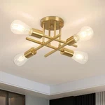 16.5IN 4-LIGHT Semi-flush Mount Ceiling Light, Matte Gold Finish, E26 Base. Fixed Price $50.99.
