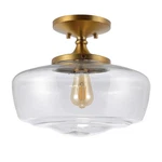 Jonathan Y Marfa 14 In. Brass Gold Glass/iron Farmhouse Led Flush Mount Light. Fixed Price $56.95.