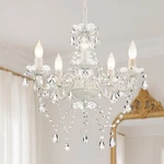 White Crystal Chandelier 5-LIGHT Ceiling Fixture For Bedroom Dining. Fixed Price $64.79.