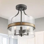 Laluz Faux Wood Ring Ceiling Light Fixture, Modern Semi Flush Mount. Fixed Price $127.49.