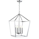 Pagoda 16 In. 4-BULB Chrome Lantern Metal Led Pendant By Jonathan. Fixed Price $149.90.