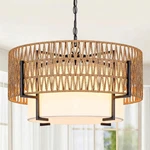 Boho Rattan Chandelier 4-LIGHT Farmhouse Fixture For Home & Dining Spaces. Fixed Price $165.99.