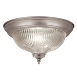 Brushed Nickel And Halophane Glass Flush Mount. Fixed Price $47.99.