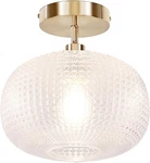 Glass Semi Flush Mount Ceiling Light Fixture, Gold Vintage Globe Lamp. Fixed Price $51.25.