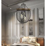 Cal Lighting Marion 38" Mesh Shade Chandelier, Bronze/wood FX-3718-6. Fixed Price $1093.00.