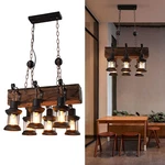 Vintage Wood Chandelier Black, Brown Pendant Lamp 6-LIGHT Ceiling Fixtures 110V. Fixed Price $110.71.