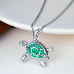925 Sterling Silver Opal Sea Turtle Pendant & Necklace Aquarium Ocean Gift PE55. Fixed Price $19.95.