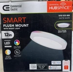 CE-1010633889 Hubspace 12" Led Flush Mount Light With Night. Fixed Price $20.00.