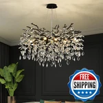 Upfelw Modern Crystal Tree Branch Chandelier Black Round Art Deco Pendant Light. Fixed Price $229.73.