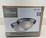 Commercial Electric 11" 1LIGHT Brushed Nickel Flush Mountw/frosted Shade 2PK *A2. Fixed Price $29.99.