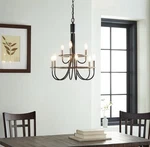 Scott Living 24.5"L Fillmore 9-LIGHT Matte Black/brushed Nickel Chandelier. Fixed Price $88.00.