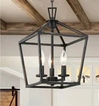 Townsend 10" 3 Light Fixture Pendant Matte Black Open Lantern Bohemian Farmhouse. Fixed Price $338.00.