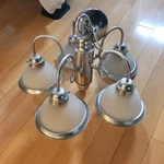 Hampton Bay Light Frosted Ribbed Glass Chandelier 245 200 Brushed Nickel. Fixed Price $80.00.